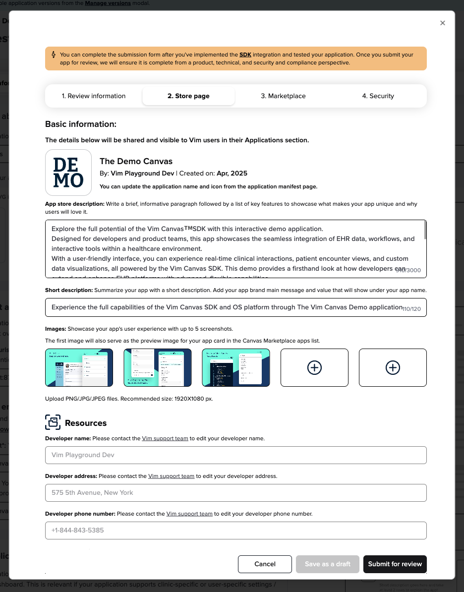 Store page