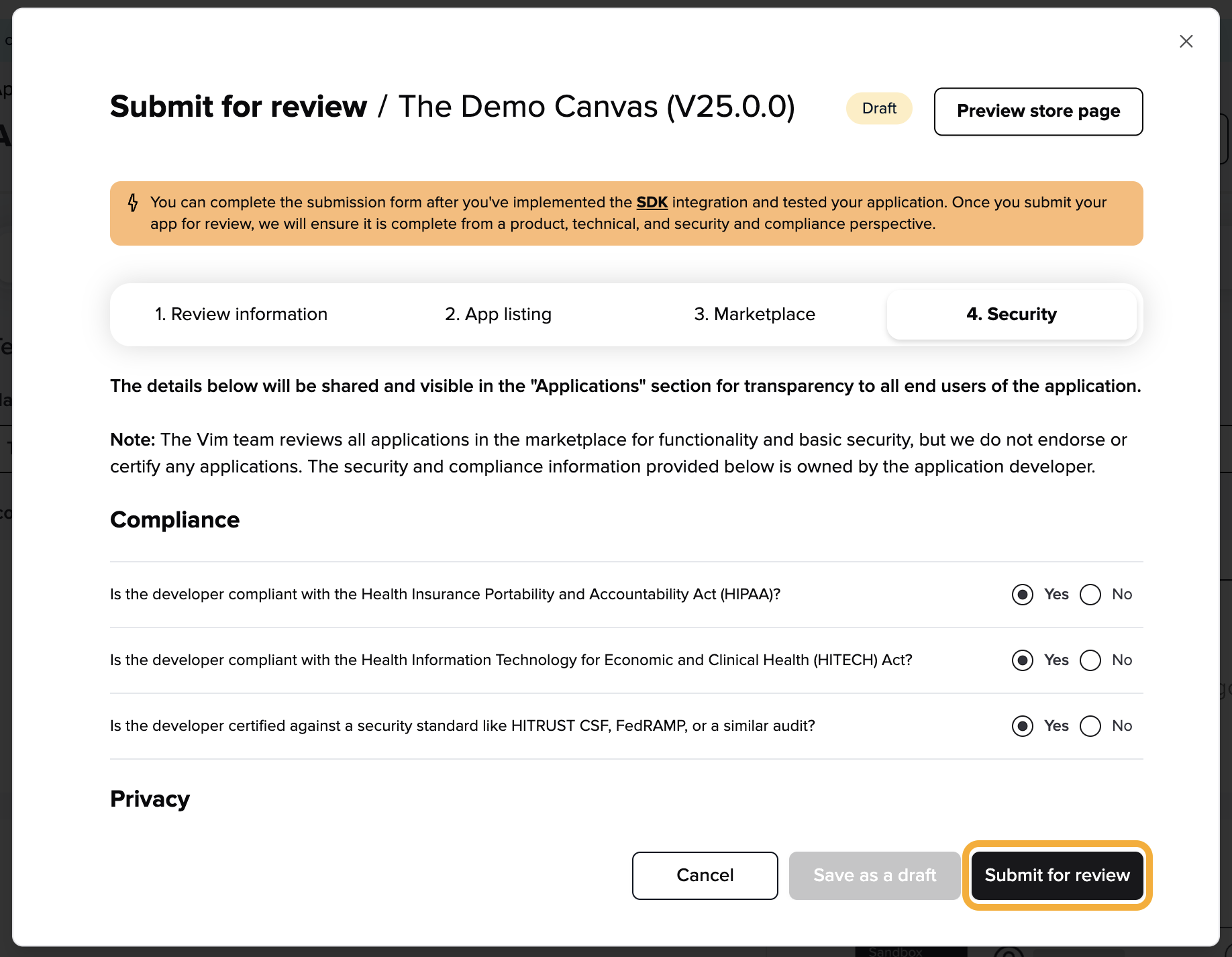 Submit for review